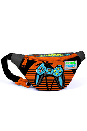 Coral High Kids Gri Turuncu Gamer Desenli Bel Çantası 12618
