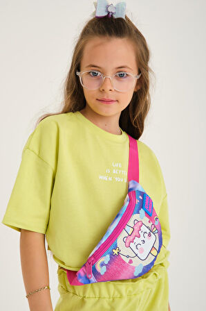 Coral High Kids Renkli Batik Unicorn Dondurma Desenli Bel Çantası 12635