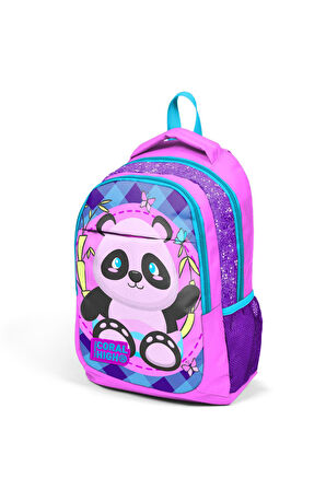 Coral High Kids Açık Pembe Mor Pandalı Üç Bölmeli Sırt Çantası 14384