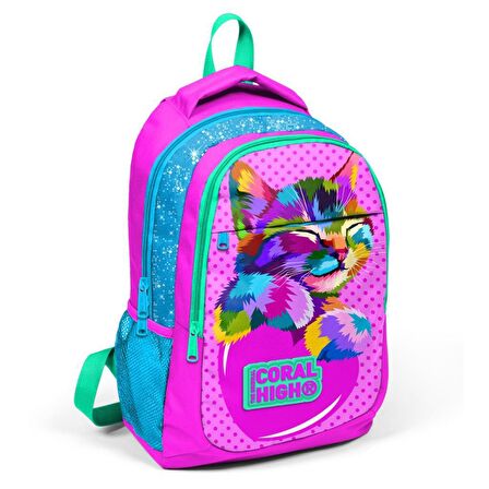 Coral High Kedi Desenli Büyük Boy Okul Sırt Çantası 14387