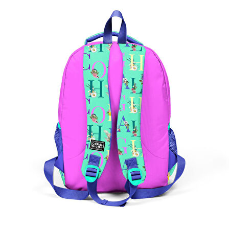 Coral High Kids Su Yeşili Açık Pembe Monogram Desenli Üç Bölmeli Okul Sırt Çantası 14410