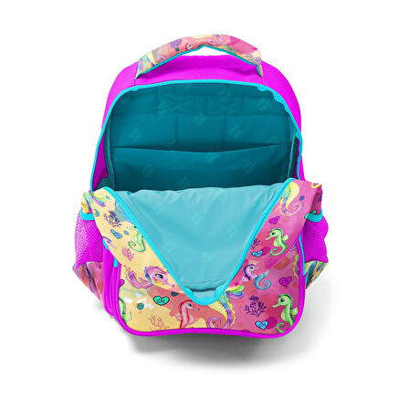 Coral High Kids Pembe Rengarenk Denizatı Desenli Üç Bölmeli Okul Sırt Çantası 14412