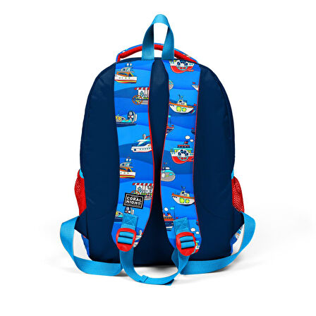 Coral High Kids Lacivert Mavi Gemi Desenli Üç Bölmeli Okul Sırt Çantası 14416