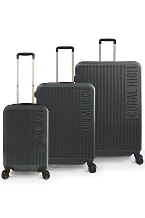 Coral High ABS Koyu Gri 3'lü Valiz Seti 16440