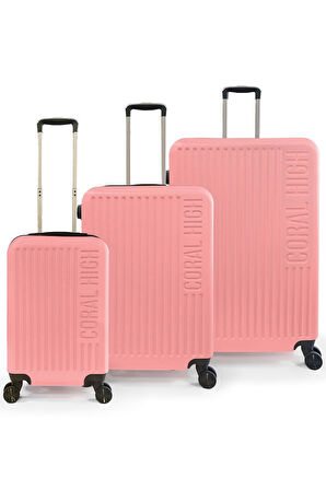 Coral High ABS Pudra 3'lü Valiz Seti 16525