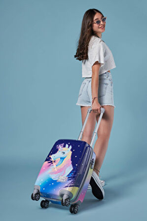 Coral High Unicorn Desenli Kabin Boy Valiz (50cm) 16540