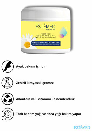 Estemed Ayak & Topuk Çatlak Bakım Kremi & Foot&Heel Crack Care Cream With Aloe Vera 50 ml