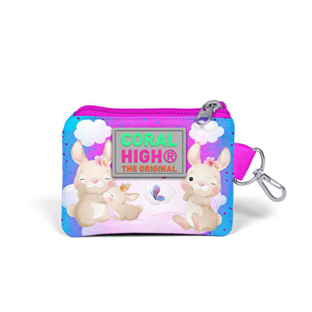 Coral High Kids Mavi Pembe Tavşan Desenli Bozuk Para Çantası 21836