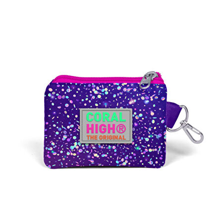 Coral High Kids Mor Mavi Pembe Kalp Desenli Bozuk Para Çantası 21840