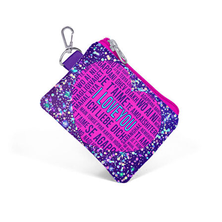 Coral High Kids Mor Mavi Pembe Kalp Desenli Bozuk Para Çantası 21840