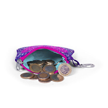Coral High Kids Mor Mavi Pembe Kalp Desenli Bozuk Para Çantası 21840
