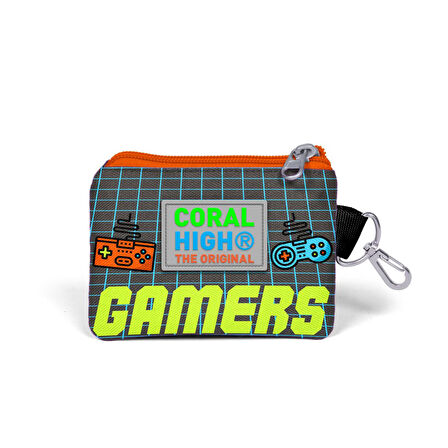 Coral High Kids Gri Turuncu Gamer Desenli Bozuk Para Çantası 21846