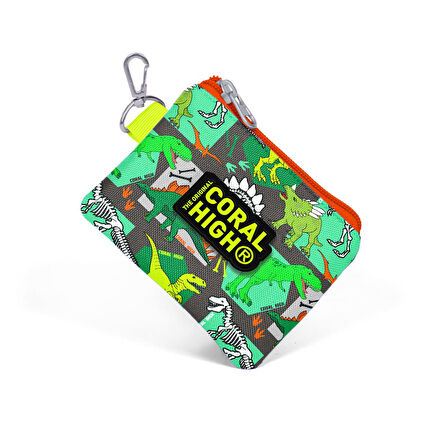 Coral High Kids Gri Yeşil Dinozor Desenli Bozuk Para Çantası 21864