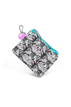 Coral High Gri Kedi Desenli Bozuk Para Çantası 21907