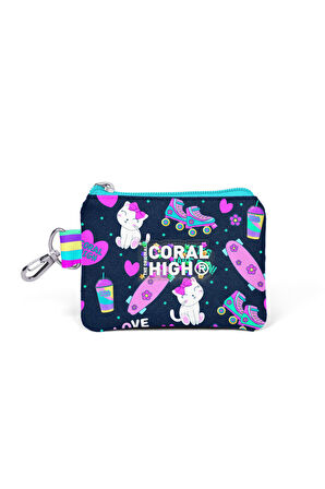 Coral High Kids Lacivert Pembe Kedili Paten Desenli Bozuk Para Çantası 21917