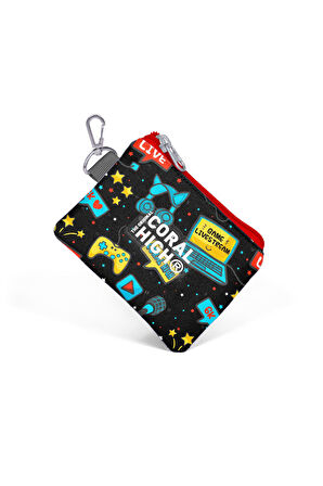Coral High Kids Siyah Mavi Gamer Desenli Bozuk Para Çantası 21918