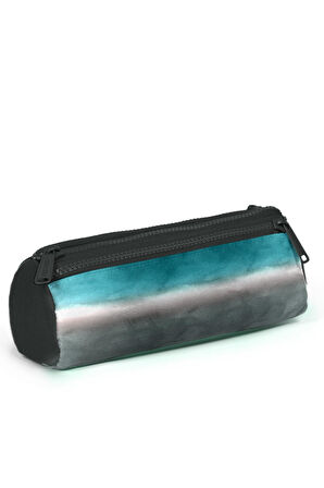 Coral High Kids Turkuaz Gri Batik Üç Bölmeli Kalem Çantası 22068