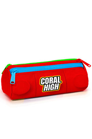 Coral High Kids Renkli Blok Desenli Üç Bölmeli Kalem Çantası 22091