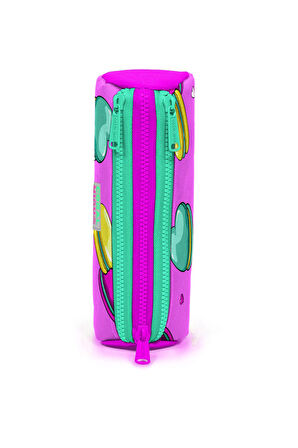 Coral High Kids Açık Pembe Makaron Desenli Üç Bölmeli Kalem Çantası 22301