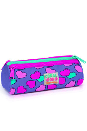 Coral High Kids Lavanta Kalp Desenli Üç Bölmeli Kalem Çantası 22303