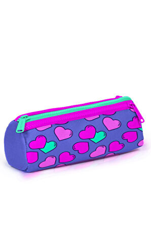 Coral High Kids Lavanta Kalp Desenli Üç Bölmeli Kalem Çantası 22303