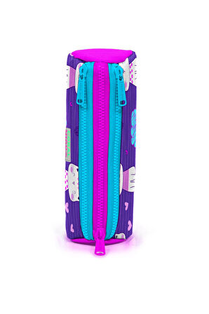 Coral High Kids Mor Kedi Desenli Üç Bölmeli Kalem Çantası 22304