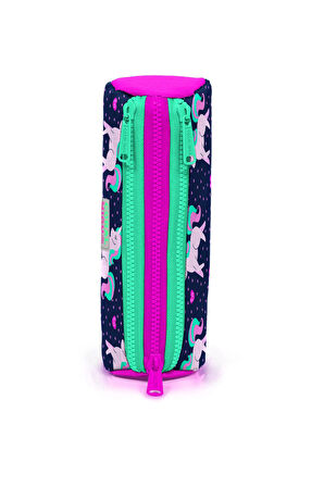 Coral High Kids Lacivert Pembe Unicorn Desenli Üç Bölmeli Kalem Çantası 22310