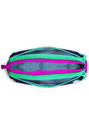 Coral High Kids Lacivert Pembe Unicorn Desenli Üç Bölmeli Kalem Çantası 22310