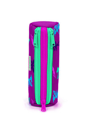 Coral High Kids Koyu Pembe Su Yeşili Peri Desenli Üç Bölmeli Kalem Çantası 22314