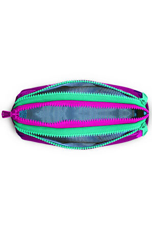 Coral High Kids Koyu Pembe Su Yeşili Peri Desenli Üç Bölmeli Kalem Çantası 22314