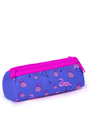 Coral High Kids Lavanta Pembe Flamingo Desenli Üç Bölmeli Kalem Çantası 22316