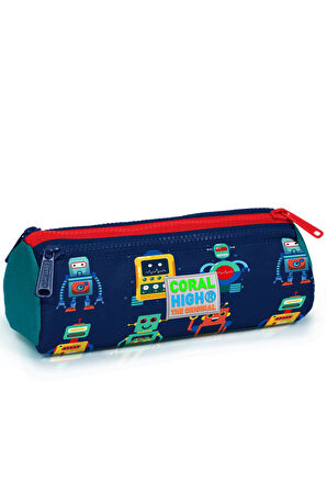Coral High Kids Lacivert Robot Desenli Üç Bölmeli Kalem Çantası 22324