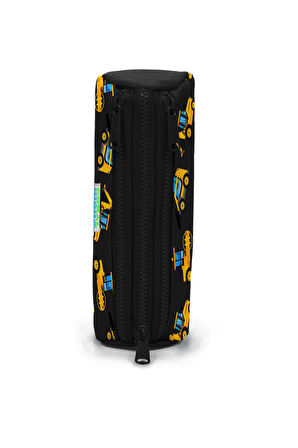 Coral High Kids Siyah Sarı İş Makinesi Desenli Üç Bölmeli Kalem Çantası 22328