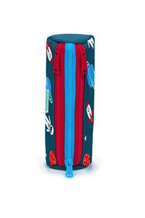 Coral High Kids Çivit Kırmızı Uzay Desenli Üç Bölmeli Kalem Çantası 22330