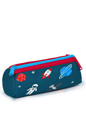 Coral High Kids Çivit Kırmızı Uzay Desenli Üç Bölmeli Kalem Çantası 22330