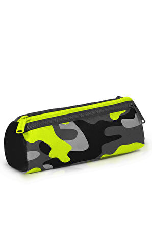 Coral High Kids Siyah Gri Kamuflaj Desenli Üç Bölmeli Kalem Çantası 22331