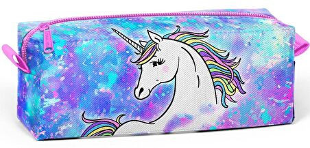 Coral High Tek Gözlü Mavi Unicorn Desenli Kalem Çantası - Kız