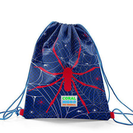 Coral High Kids Lacivert Kırmızı Örümcek Desenli İpli Büzgülü Sırt Çantası 22470
