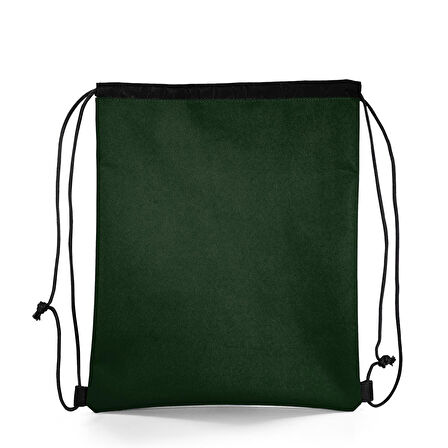 Coral High Kids Koyu Yeşil Siyah Dinozor Desenli İpli Büzgülü Sırt Çantası 22475