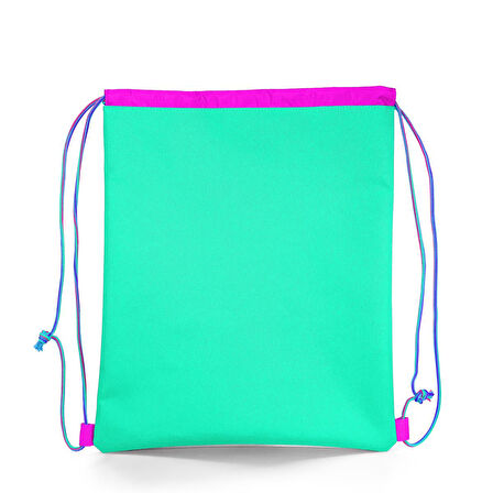 Coral High Kids Su Yeşili Pembe Flamingo Desenli İpli Büzgülü Sırt Çantası 22481