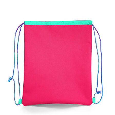 Coral High Kids Neon Mercan Su Yeşili Flamingo Desenli İpli Büzgülü Sırt Çantası 22484