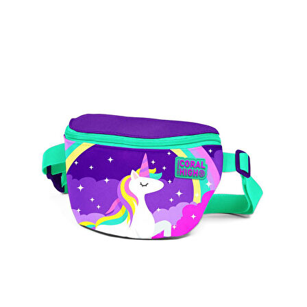 Coral High Kids Mor Su Yeşili Unicorn Desenli Bel Çantası 22491