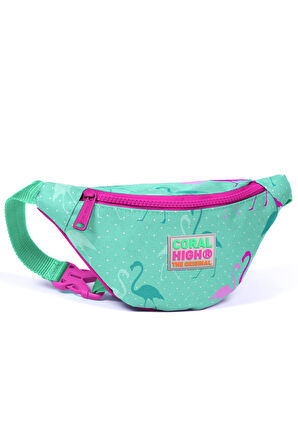 Coral High Kids Su Yeşili Flamingo Desenli Bel Çantası 22571