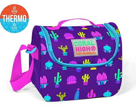 Coral High Lacivert Kaktüs Desenli Termoslu Beslenme Çantası - Kız Çocuk