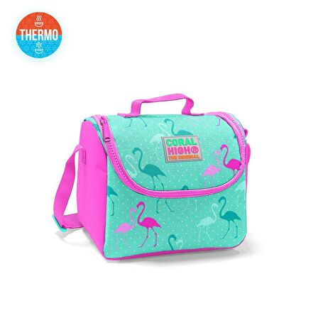 Su Yeşili Flamingo Desenli Thermo Beslenme Çantası