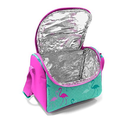 Su Yeşili Flamingo Desenli Thermo Beslenme Çantası