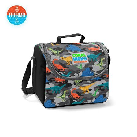 Gri Kamuflaj Dinazor Desenli Thermo Beslenme Çantası