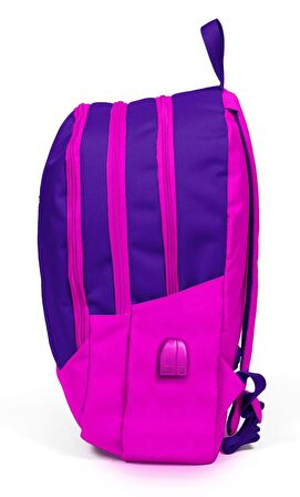 Coral High Sport Pembe-Mor Okul ve Günlük Sırt Çantası - USB ve AUX Çıkışlı