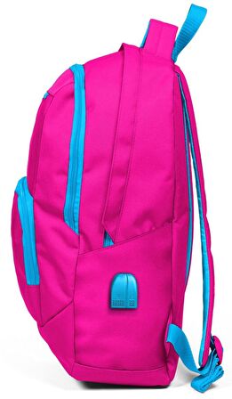 Coral High Sport Pembe-Mavi Laptop Bölmeli Sırt Çantası - USB Çıkışlı