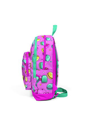 Coral High Kids Açık Pembe Makaron Desenli  USB Şarjlı Kulaklık Çıkışlı Okul Sırt Çantası 23261